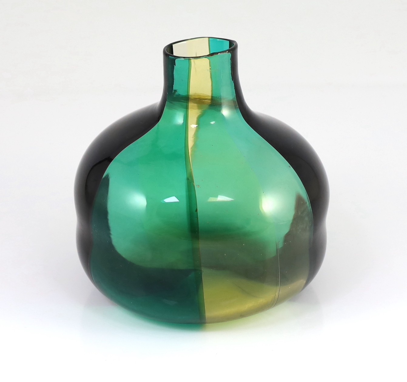 A Venini Murano ‘Spicchi’ glass vase, designed by Fulvio Bianconi, c.1955, model 4890, 17.5cm high